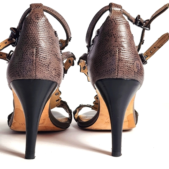 Antonio Melani Women's Stiletto High Heel T Strap Open Toe Gray Sandals. - Picture 5 of 10